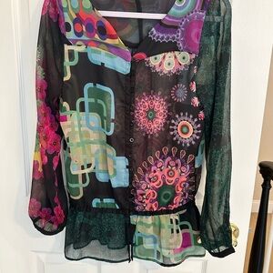 Colorful Sheer Women's Top